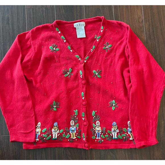 B.P. Design Sweaters - BP Design Women’s XL Nutcracker Embroidered Christmas Cardigan Sweater Red